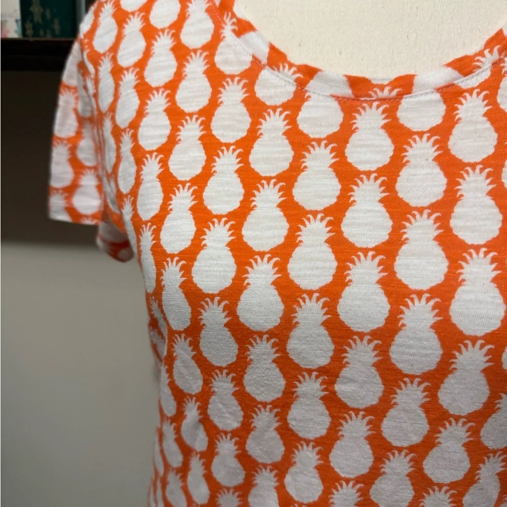 Talbots | Orange and Blue Short Sleeve Tee with Pineapples